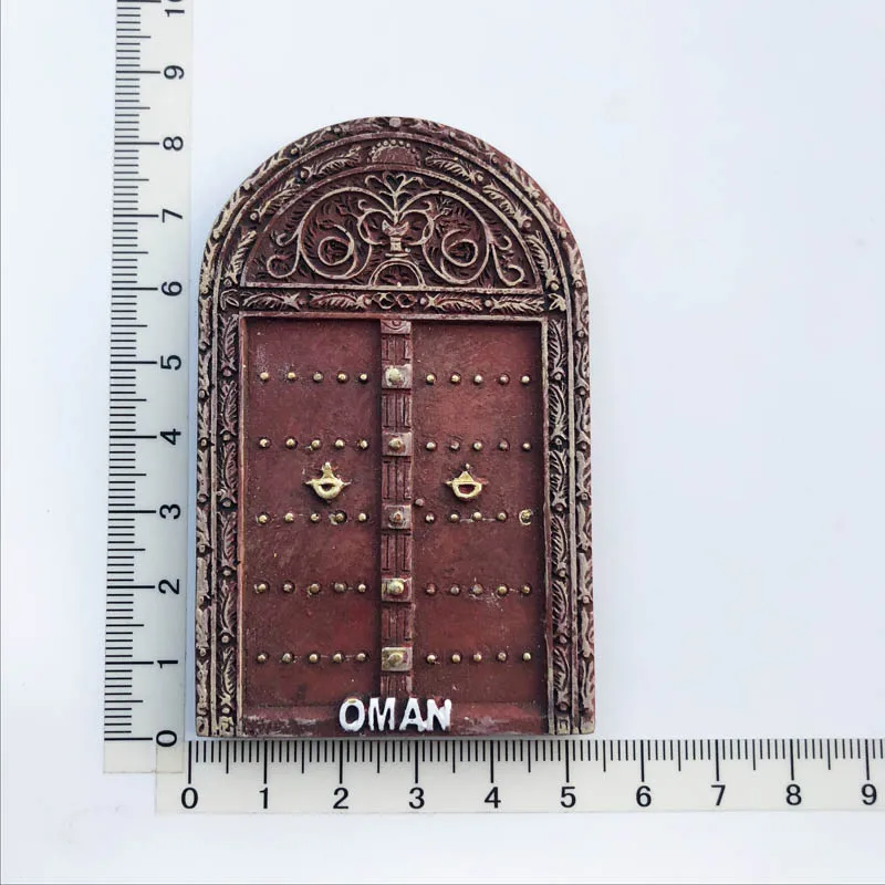 

Oman Wooden Gate Fridge Magnet Cultural Landscape Message Sticker Tourism Souvenir Resin Craft Decoration