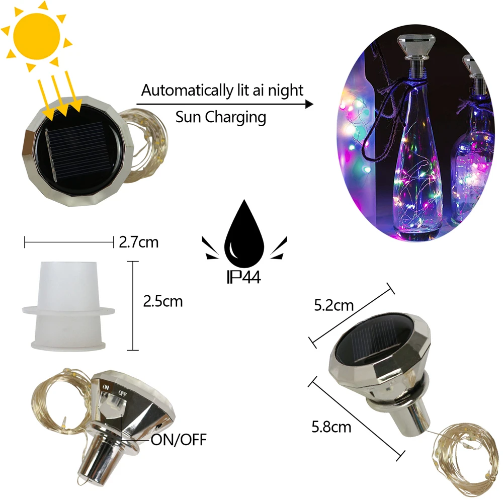 Aktualisierte Solar Weinflasche Lichter 2m 20 LED Kupferdraht Fee Girlande Lichterketten für Weihnachten Hochzeits feier Dekor 4/Pack
