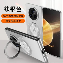 Luxury Flip Metallic Paint 360° Rotating Bracket Shockproof Bumper Case Cover for HONOR Magic V3 (Silver)