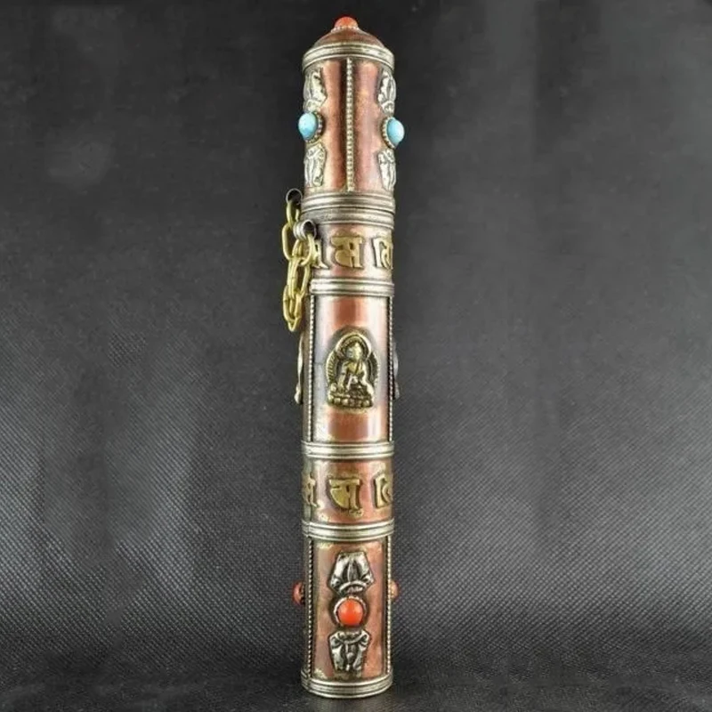 Tibetan Buddhist OM MANI PADME HUM & VAJRA Mantra Copper Incense Holder