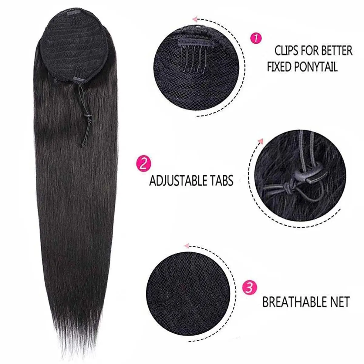Afro Curly Drawstring Ponytail Human Hair 100g 4b 4c Curly Hair Virgin Drawstring Ponytail Hair Pieces for Women Natural Black