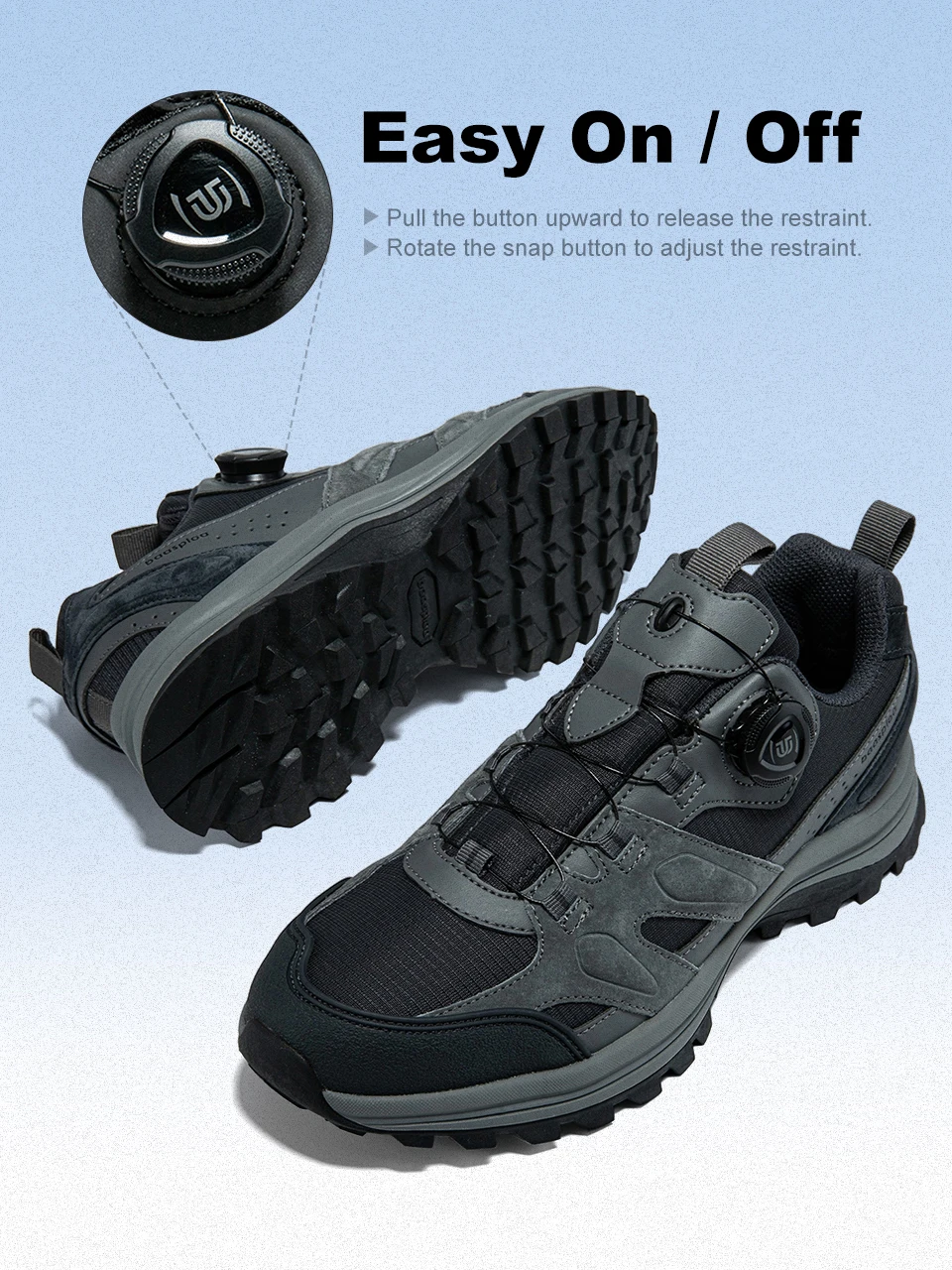 Baasploa Herren-Wanderschuhe aus Leder, bequem, verschleißfest, Outdoor-Schuhe, atmungsaktives Mesh, lässige Turnschuhe, Kletterschuhe – Detail 3