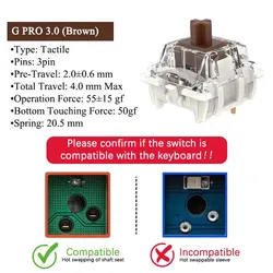 Enhanced Pre-Lubed RGB Mechanical Keyboard Switch - Linear & Tactile Options - 10pcs (G Brown 3.0)
