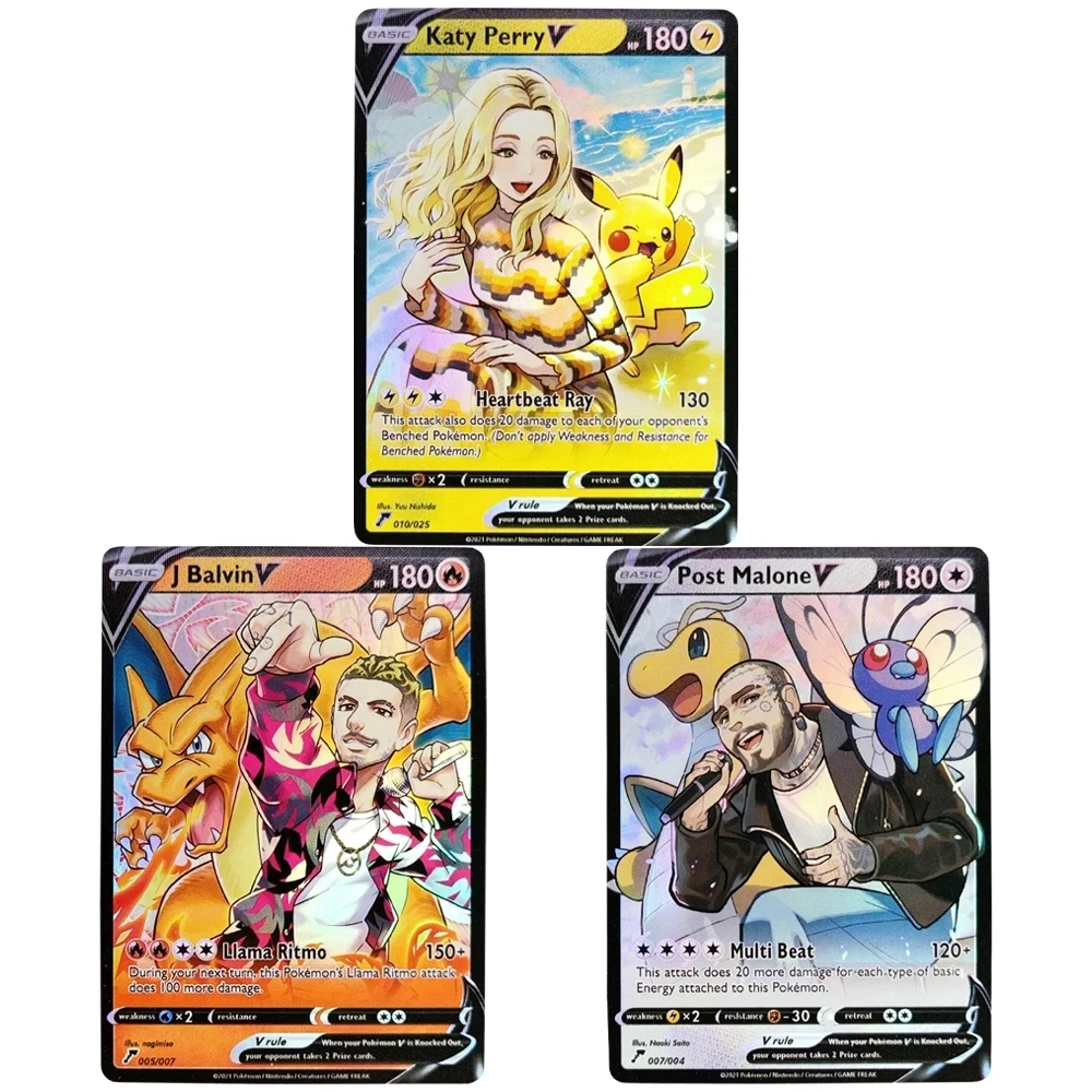 

3Pcs/set Pokemon Flash Cards Charizard Pikachu Musician Series Classic Game Anime Collection Cards Gift Toys