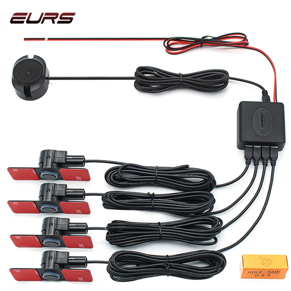 

4 Sensors Buzzer 16.5mm Car Parking Sensor Kit Reverse Backup Radar Sound Alert Indicator Probe System Silver/White/Black/Grey