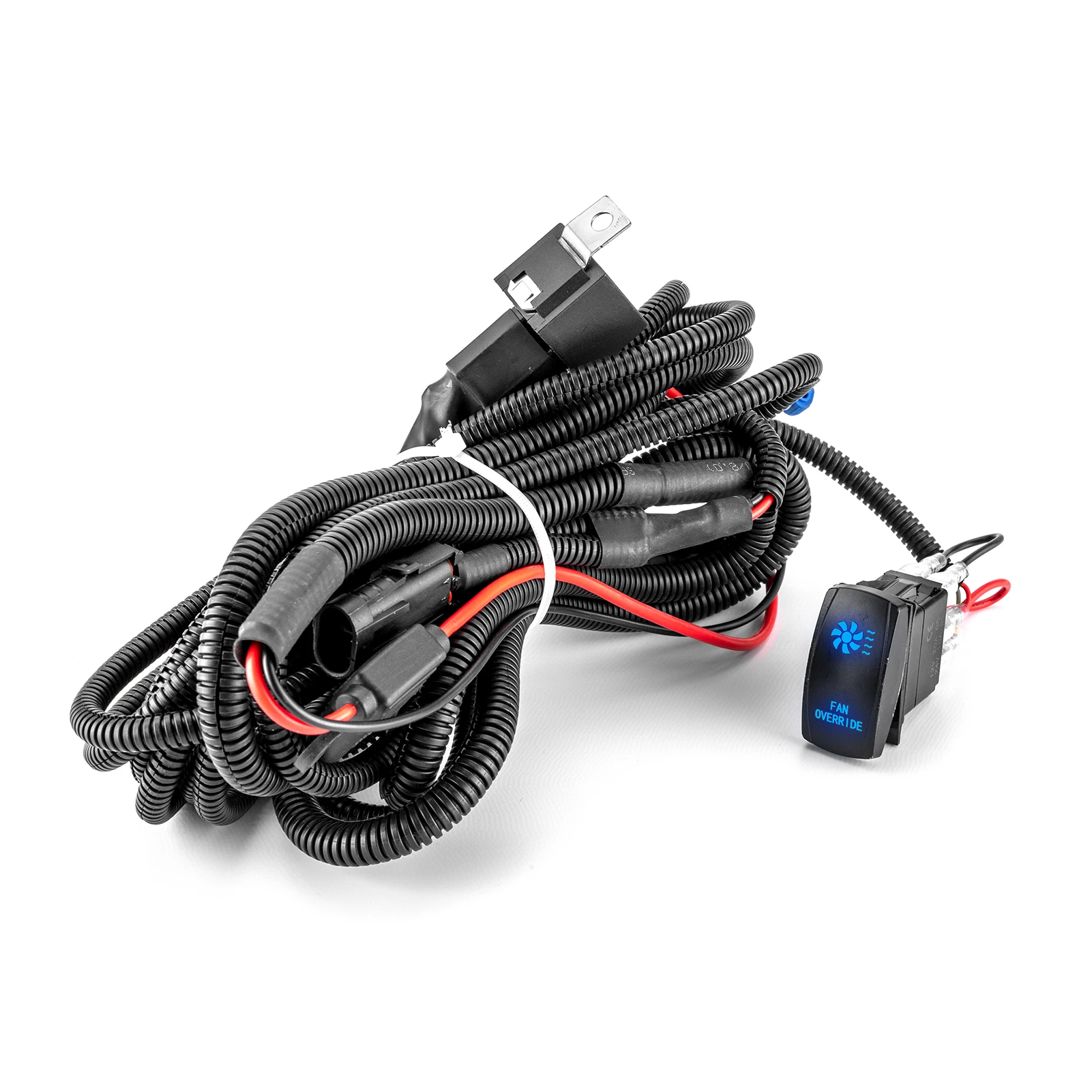 

For UTV ATV Polaris RZR Can-Am Cooling Fan Override Relay LED Rocker Switch Kit