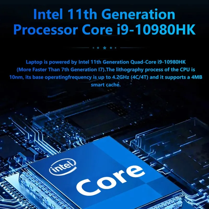 15.6인치 인텔 코어 i9-10980HK 울트라북 윈도우 11 프로 32GB DDR4 M.2 2048TB SSD 지문인식 잠금해제 WIFI5 BT 노트북