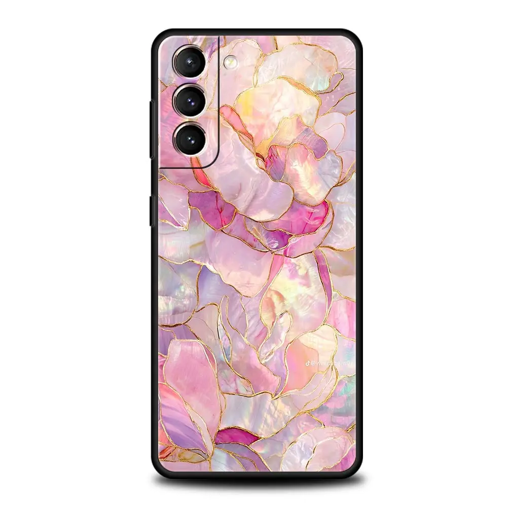 Elegant Gold Pink Marble Phone Case - Soft TPU Cover