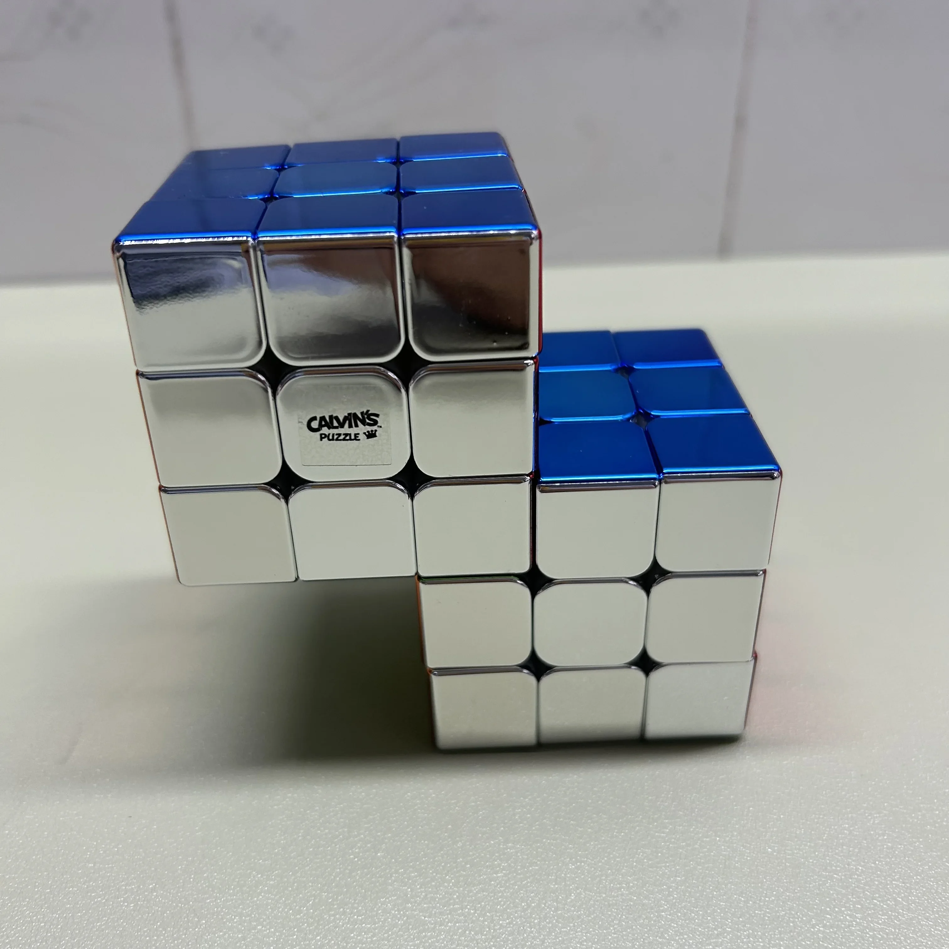 캘빈의 퍼즐 3x3x3 큐브 결합 큐브 3x3 더블 큐브 버전 III 금속 스티커 없음(융합) 어린이 교육 장난감
