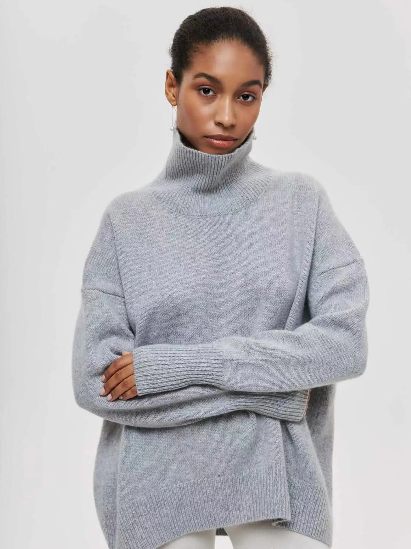 

2023 Personalized Women's Wear New Party Sweaters Loose and Popular Half High Collar Autumn and Winter Sweaters