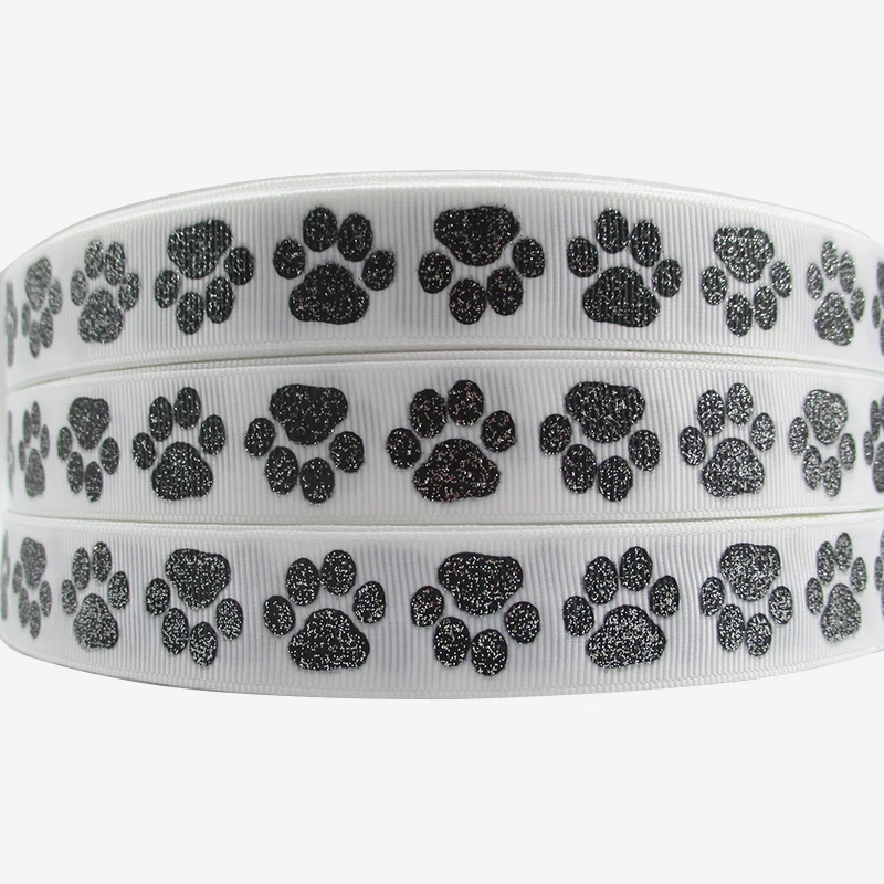 5 Yards 7/8"(22mm) Footprint Printed Polyester Ribbon DIY Handmade Materials, Wedding Gift Wrap,5Yc1667