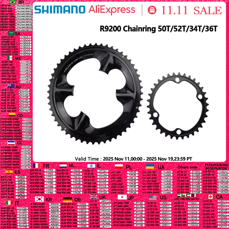Shimano DURA ACE R9200 Chainring 12s 50T 34T 52T 36T 54T 40T Crown
