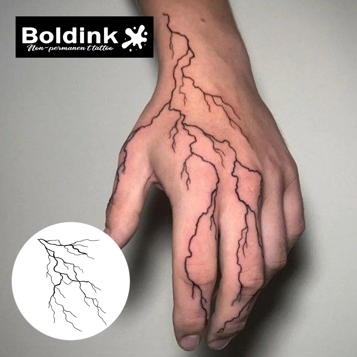 Struck by Lightning: Real-World Review of the Veins of Storm Boldink  Temporary Tattoo, image size:1200x1200