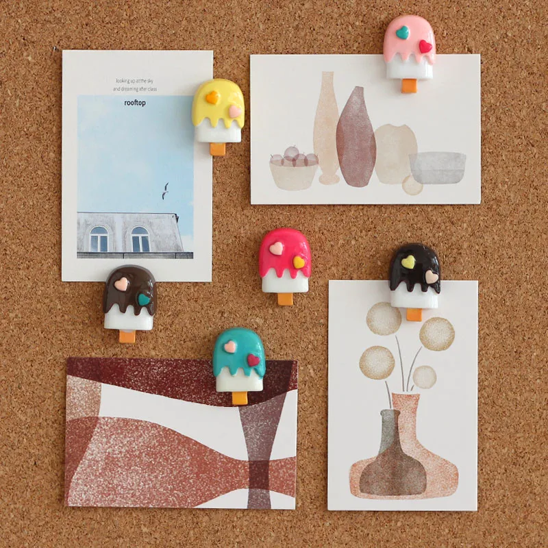 

6pc Cute kawaii thumbtacks push pins decorative thumb tacks Plastic pretty board map pins ice cream PushPin Office School Supply