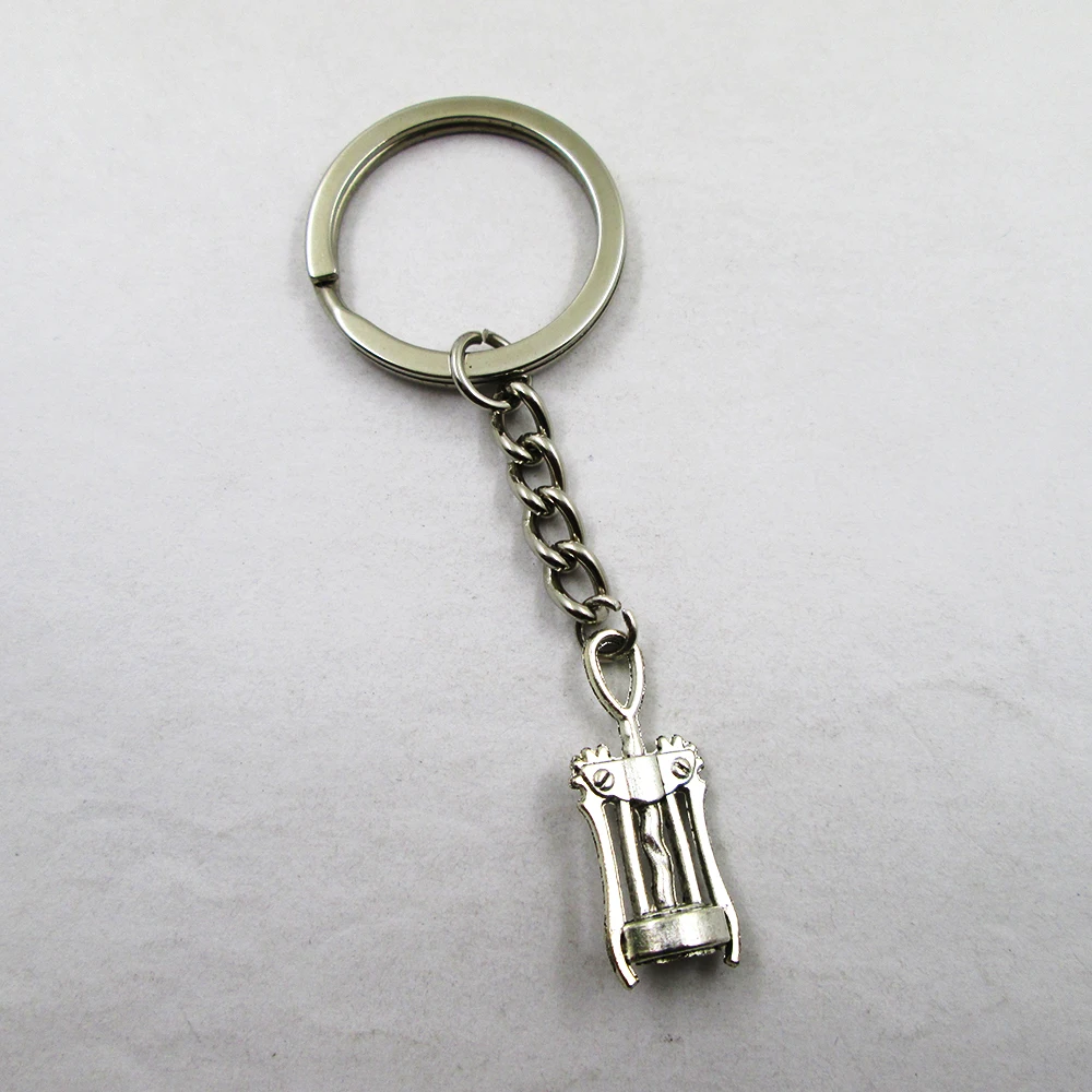 3pcs/lot Antique Silver Corkscrews 26x11mm charm keyring best frined