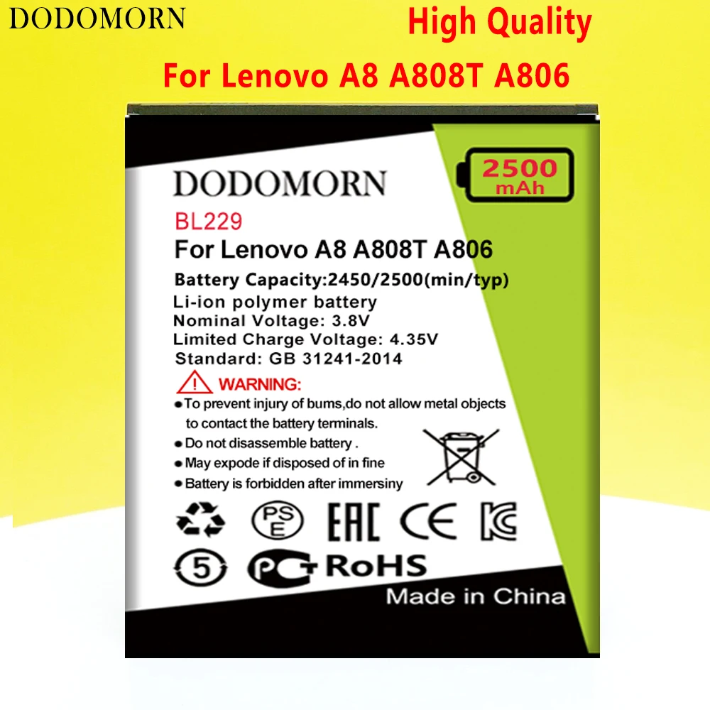 DODOMORN BL229 Battery For Lenovo A8 A808T A806 High Quality +Tracking Number |