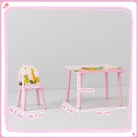 Table pour enfants avec 2 chaises Table et chaises pour enfants avec imprimés d'animaux pour garçons et filles de 3 à 8 ans rose 3