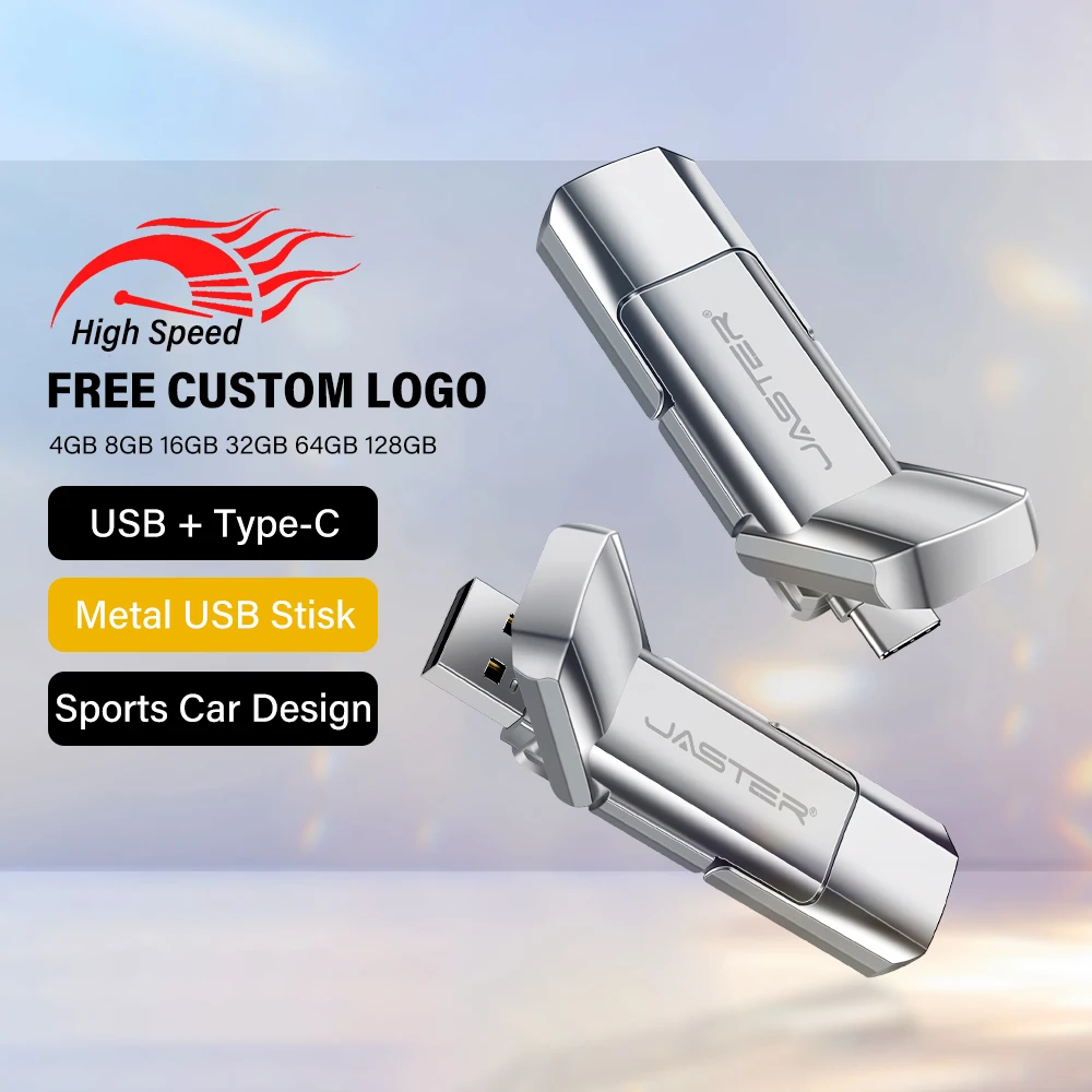 

Флип-чехол JASTER Φ OTG, 128 ГБ, водонепроницаемый серебристый металлический флеш-накопитель 64 ГБ, креативный подарок, карта памяти 32 Гб