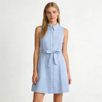 Abiti casual da donna, abito polo, eleganti abiti da festa, stile old money, abito polo senza maniche con ricami per donna