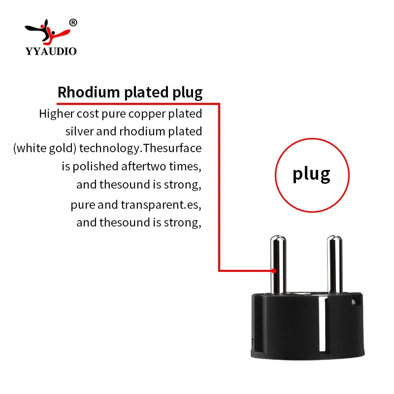 YYAUDIO Hifi Schuko Europe EU Power Plug Rhodium Plated Plug IEC Audio Connector One Pair Female-Male Audio Transparent