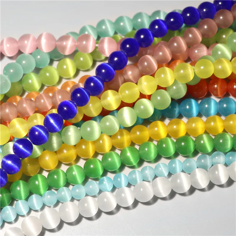 

Natural Cat Eye Stone Beads Colourful Loose Spacer Glitter Beads for Women Jewelry Making Diy Bracelet Necklace 4/6/8/10/12mm