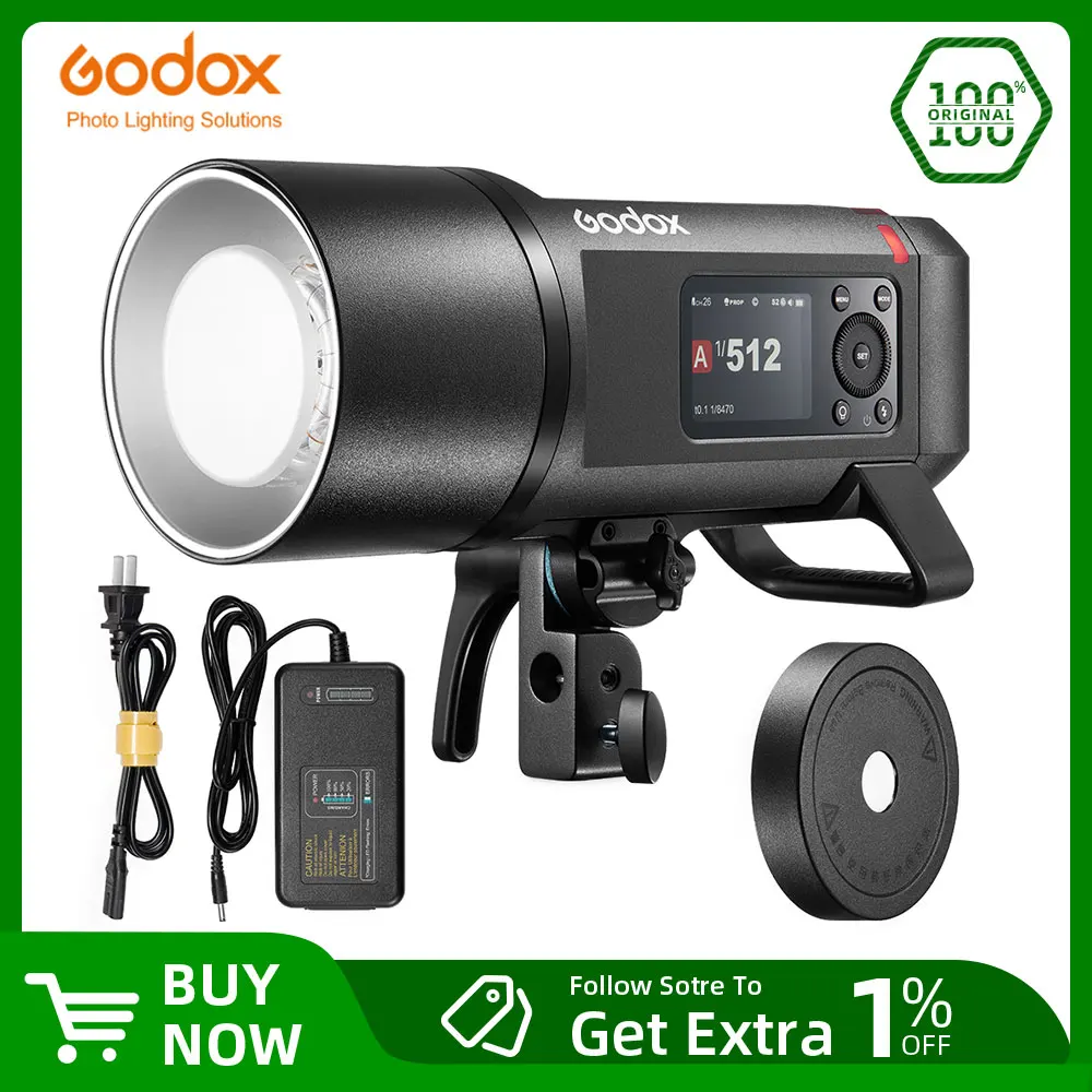 Godox AD600PROII All-in-One Outdoor Flash 600W TTL HSS Built-in Li-on Battery 2.4G Wireless X System Strobe Light for Camera
