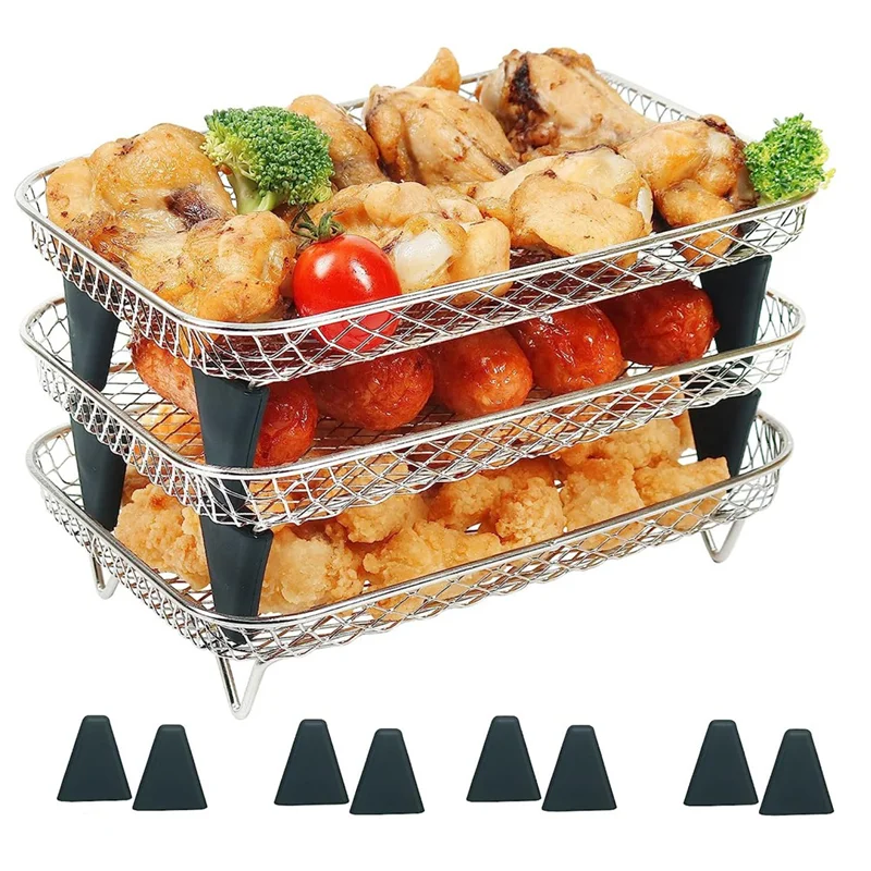

Air Fryer Rack for Dual Basket, 3 Layers, Stacking Bacon Racks, Air Fryer Accessories for DZ201, DZ401