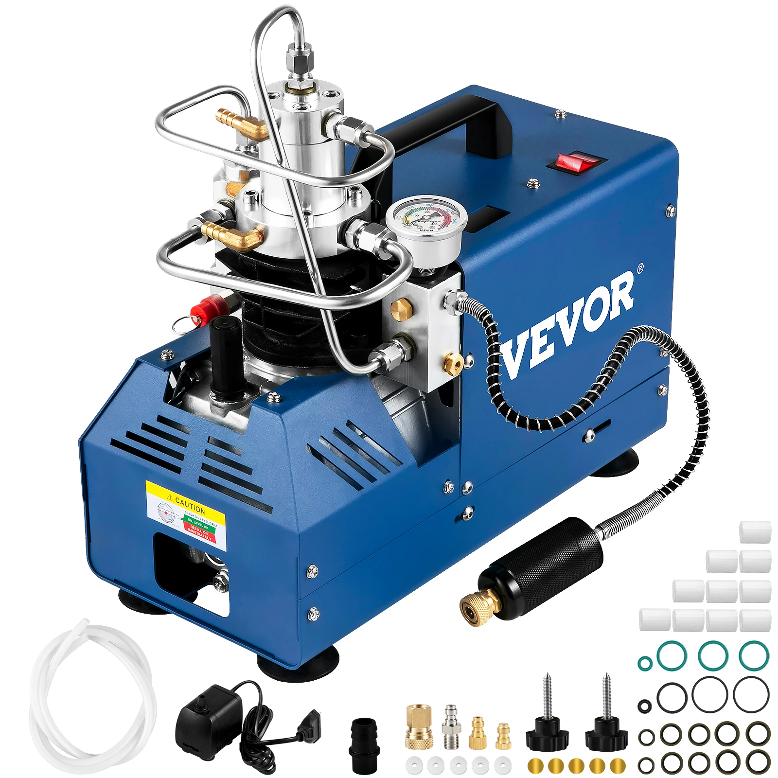 Vevor Compressore Elettrico 220V Ad Alta Pressione 1800W, Pompa Ad Aria Compressa A Modo Di Arresto Manuale Con Tubo E Tappo, Adatta Per Bombole Subac