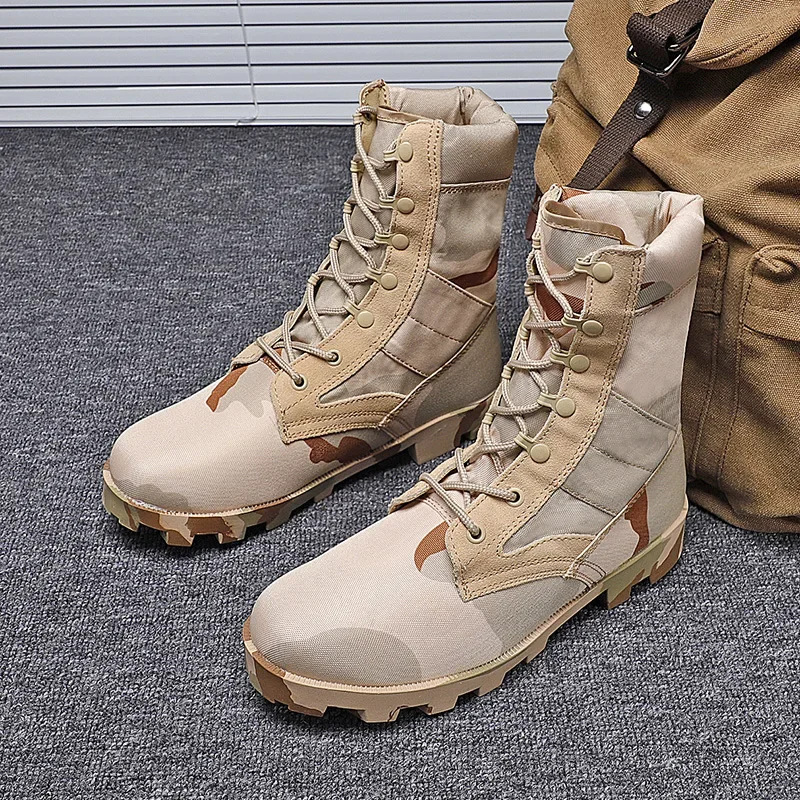 

Tactical Military Boots Men Training Special High-Top Army Shoes 2024 Outdoor Shock-Absorbing Hard-Soled High-Waist Hiking Botas