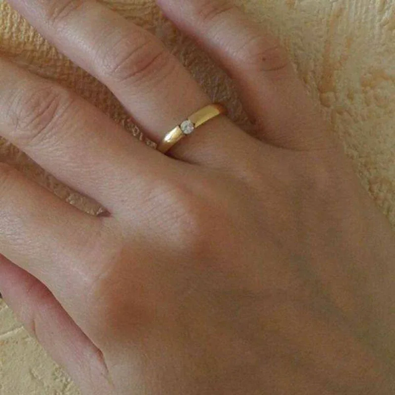 3mm Stainless Steel Ring Women Men Inlay Zirconia Wedding Engagement Ring Valentines Day Gift Female Stackable wedding rings