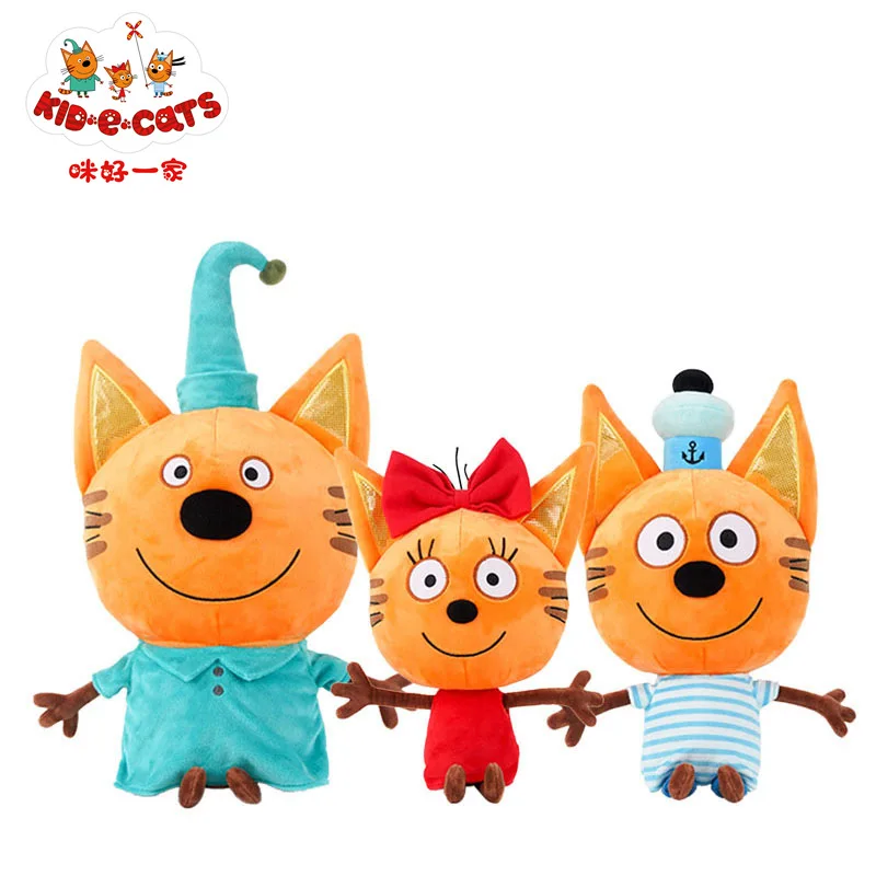 33cm Genuine kid e cats Russian Три кота My Family Three Happy Cats Plush Doll Cookie Candy Pudding Anime Cat Doll Toy Kawaii 3pcs set kid e cats my family three happy cats cookie candy pudding russian cartoon animal stuffed plush toys dolls kids gift
