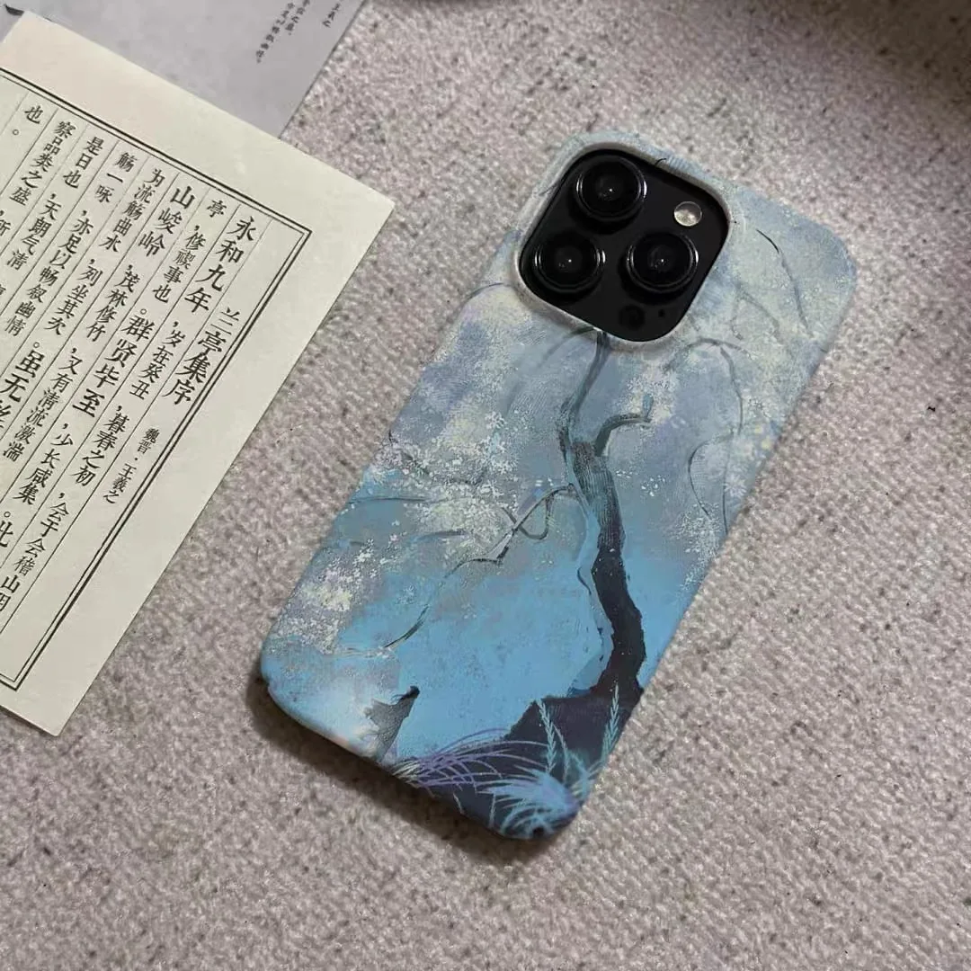 غطاء هاتف أكريليك بتصميم زهرة الشتاء الزرقاء العاك...