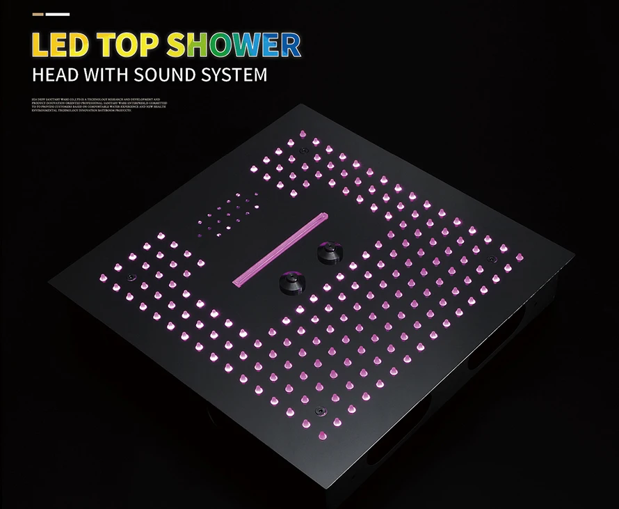 M Boenn 16 Inch 3 Functions Black Shower Head Rainfall Luxurious Bathroom Music Showers Experience Embeded Ceiling Shower Panel