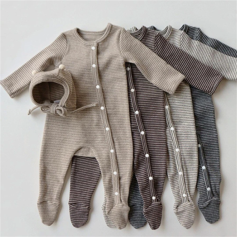 

Spring Autumn Newborn Baby Boys Girls Romper Cotton Long Sleeve Jumpsuit Cute Hat Onepiece Baby Clothing Outfit 0-2 Years