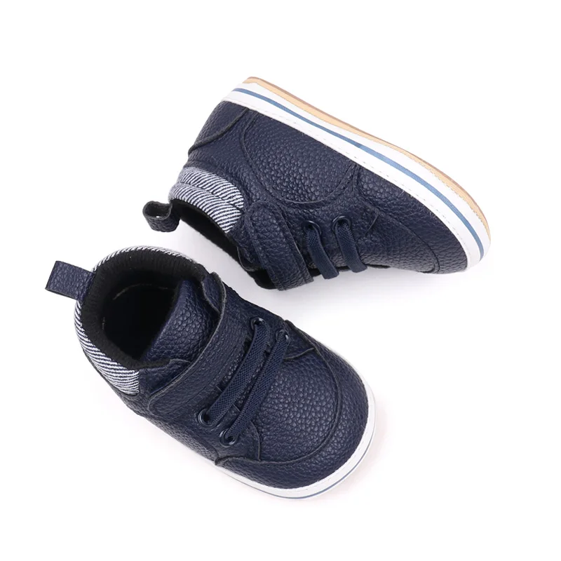 Baby Shoes Boys High Top Casual PU Leather Anti-slip Wear-resistant Newborn Toddler Sports First Walker