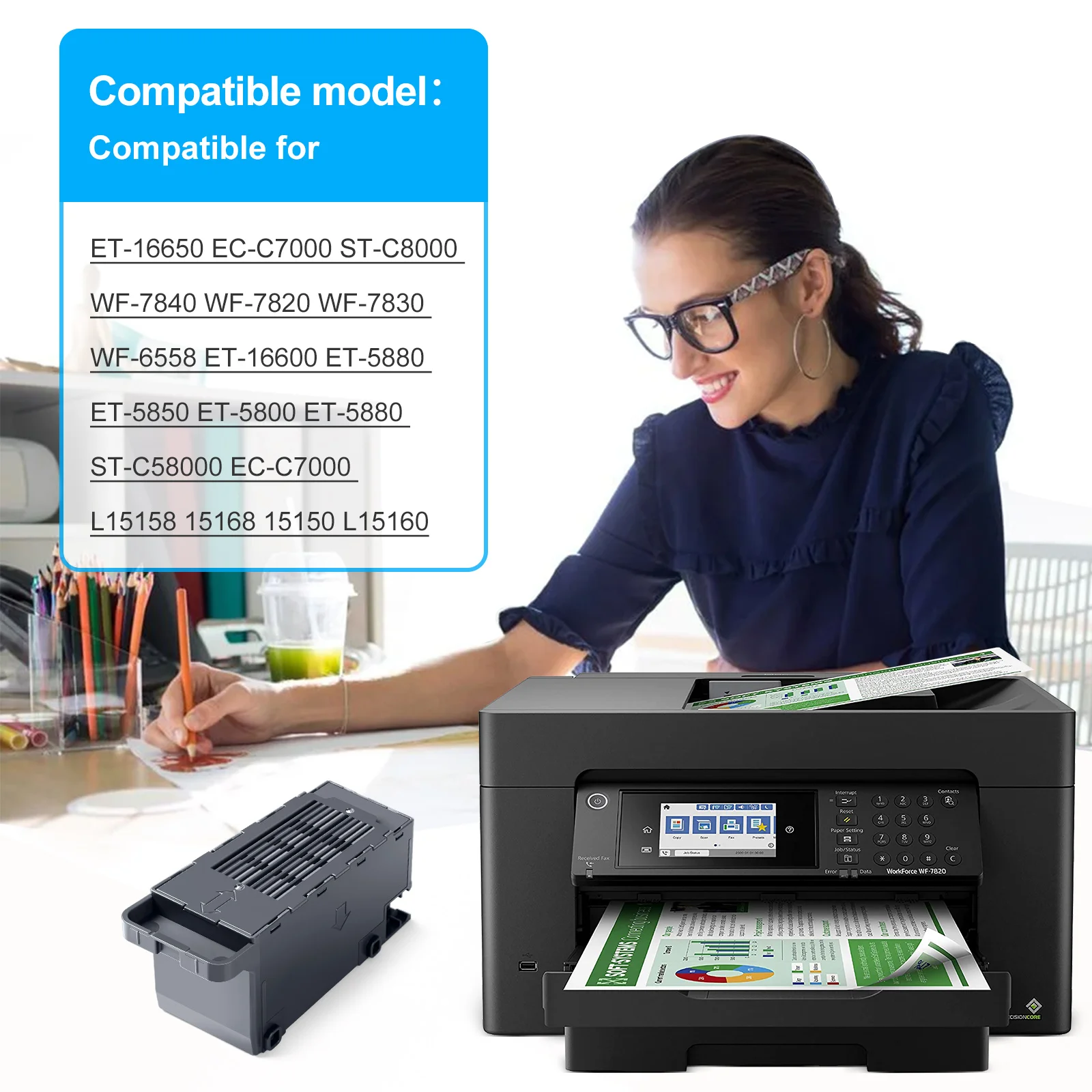 Caixa da Manutenção da Tinta C9345 para Epson Tanque Waste da Tinta L15150 L15160 L15158 L15168 L6578 L6558 Wf7820 4820 Et5800 Et-5850 Et-5880 - Imagem 6