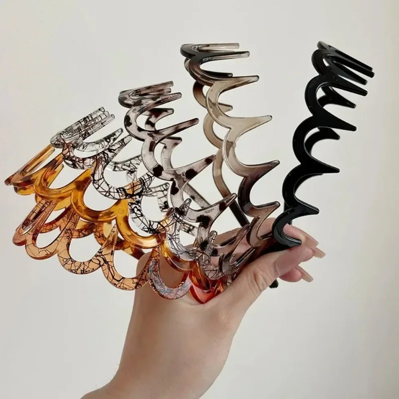 Trend iges PC-Stirnband für Frauen Mädchen Anti-Fall Bernstein braun schwarz lange Zähne Reifen gebrochene Haar bänder Zubehör koreanische Kopf bedeckung – Detail 13