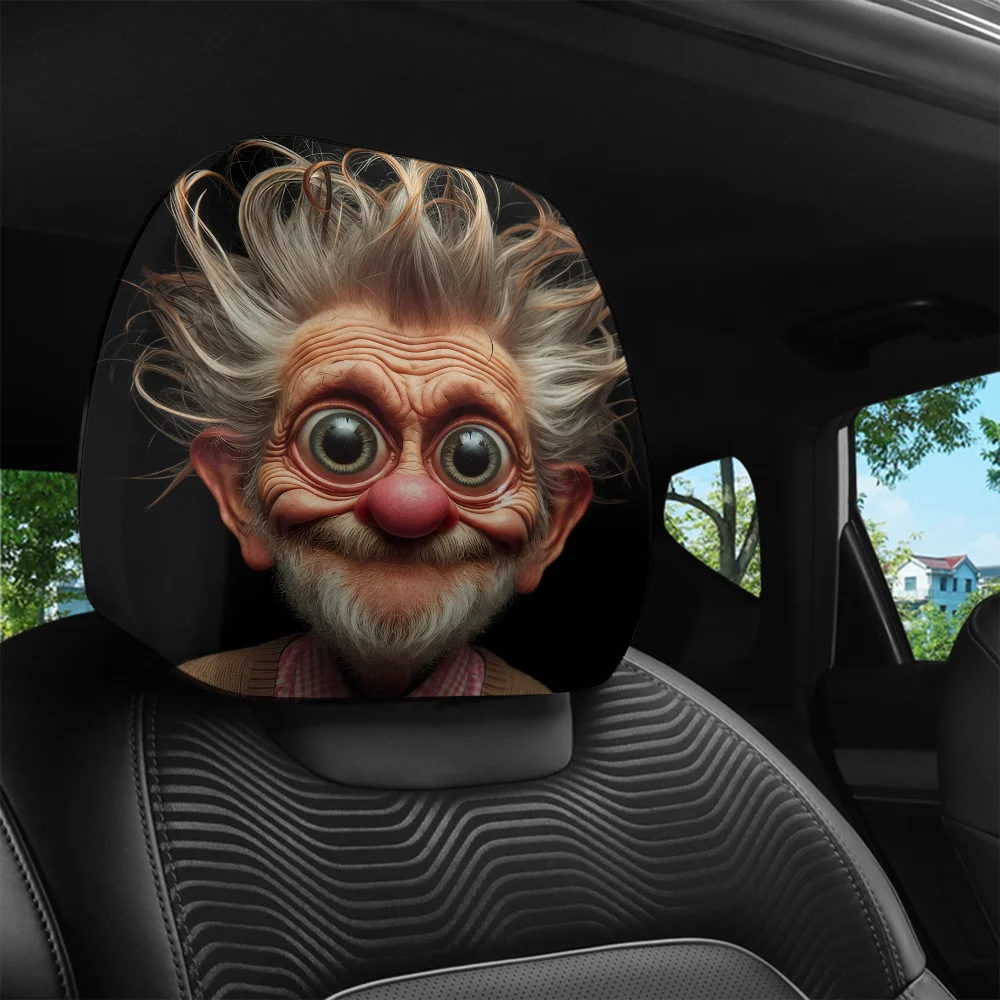Universeller Auto-Kopfstützenbezug mit Cartoon-Motiv für ältere Männer, 2 Stück, aus Vliesstoff, waschbar, einfach zu installieren, langlebig, stilvoll, für den Autoinnenraum – Detail 7