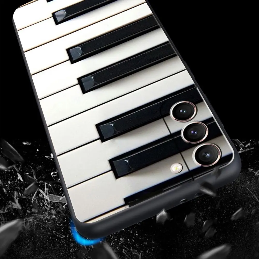 Black Music Instrument Design Phone Case - Guitar & Piano Theme