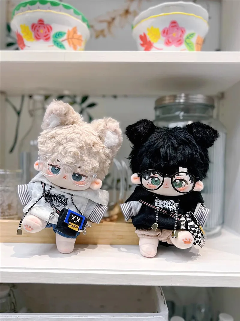 20cm Fashion Doll Clothes Cartoon Hoodies With Shoulder Bag Cotton Stuffed Dolls Playing House Toy DIY Doll Accessories