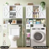 Over The Toilet Storage Cabinet with Metal Frame and 7 Storage Shelves, Bathroom Organizer with Adjustable Shelves, Paper Holder 6