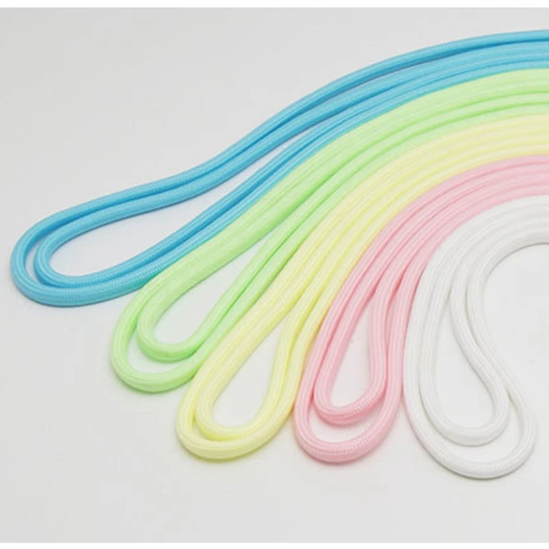 1pair Luminous Shoelaces Round Sports Canvas Glow in Dark Night Color Fluorescent Woman Man
