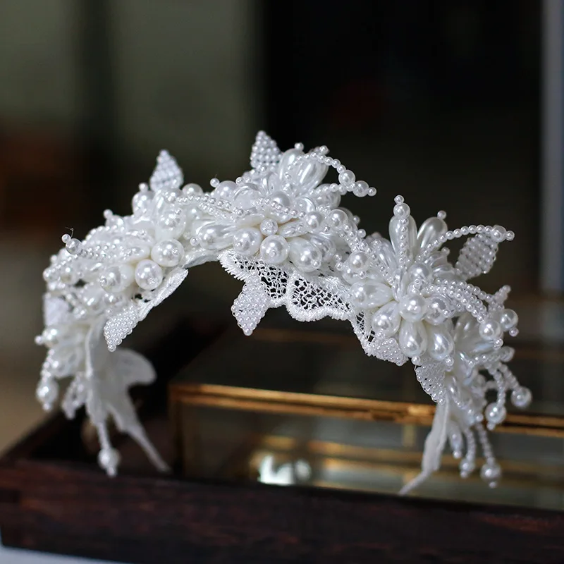 Jewelry Accessories Hair Accessory Hair Headdress Bridal Headwear Hair Band Crown Luxury Crystal Beads Floral Bridal Headpiece Baroque Crown Wedding Hair Jewelry Pageant Rhinestone Diadem Headband Hair Ornament