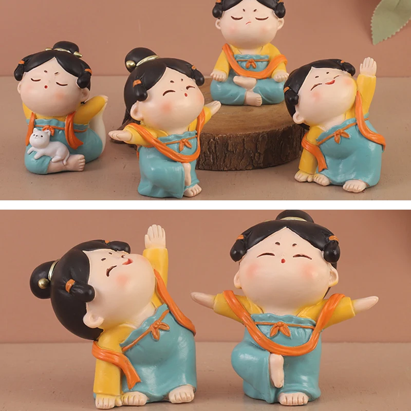 

Chinese Tang Dynasty Maid Figures Yoga Cartoon Car Decoration Auto Interior Dashboard Ornament Home Office Decor Cute Lady Gifts