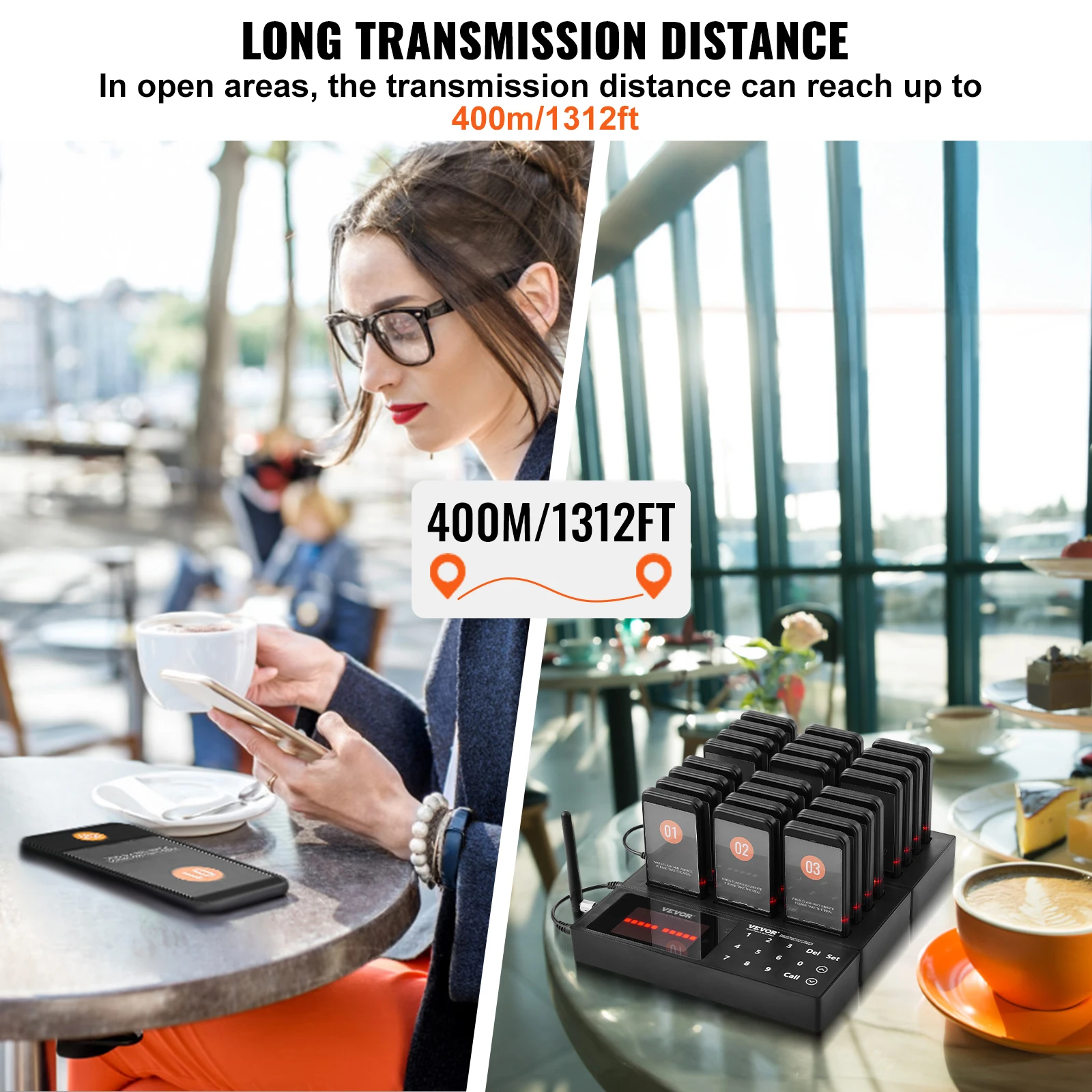 VEVOR 24 Buzzers Restaurant Pager System Touch Panel Wireless Calling System for Coffee Shop Restaurant Guest Queue Pager Wireless Calling System Wireless Quiz Buzzer System