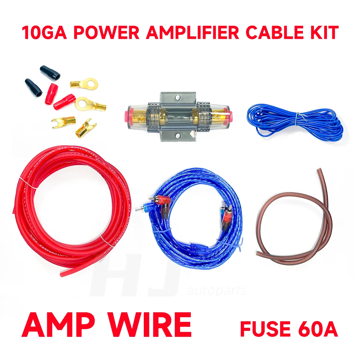 1Kit Car Audio Amp Kit Cavo Di Cablaggio Sub Woofer Amplificatore Bass Speaker Wire Set 10Awg Cavo Di Alimentazione 60A Fusibile Cavo Rca