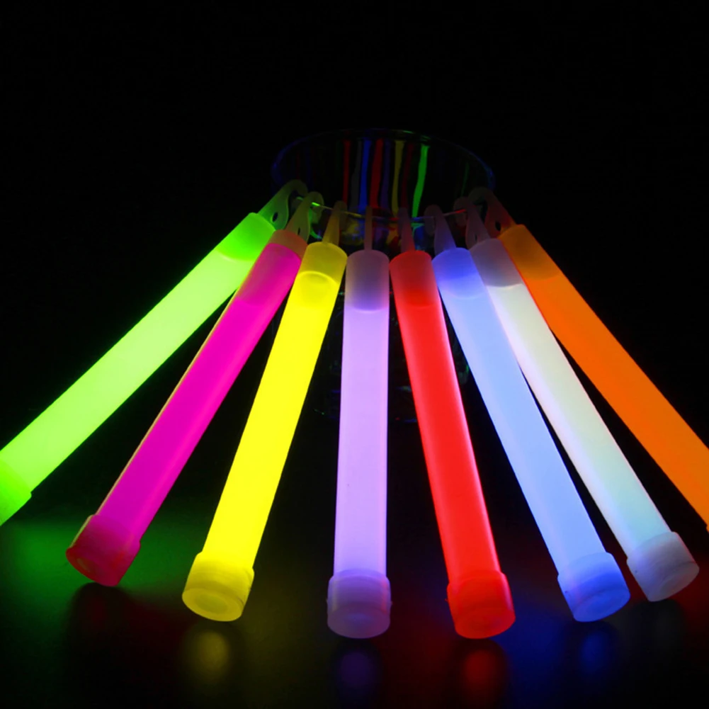 10pcs Glow Light Sticks Waterproof Non-toxic Hiking Camping Equipment 6 Inch Outdoor Emergency Glow Sticks with Hook