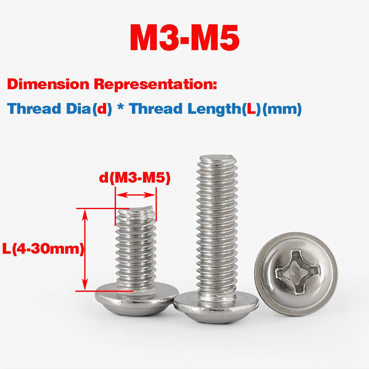 

316 Stainless Steel Round Head Screw With Pad, Phillips Screw M3-M5