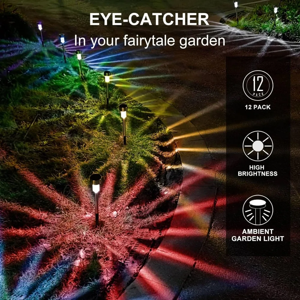 Solar Lights Outdoor Waterproof, Stainless Steel LED Landscape Lighting Outdoor Solar Lights for Outside Solar Garden 6