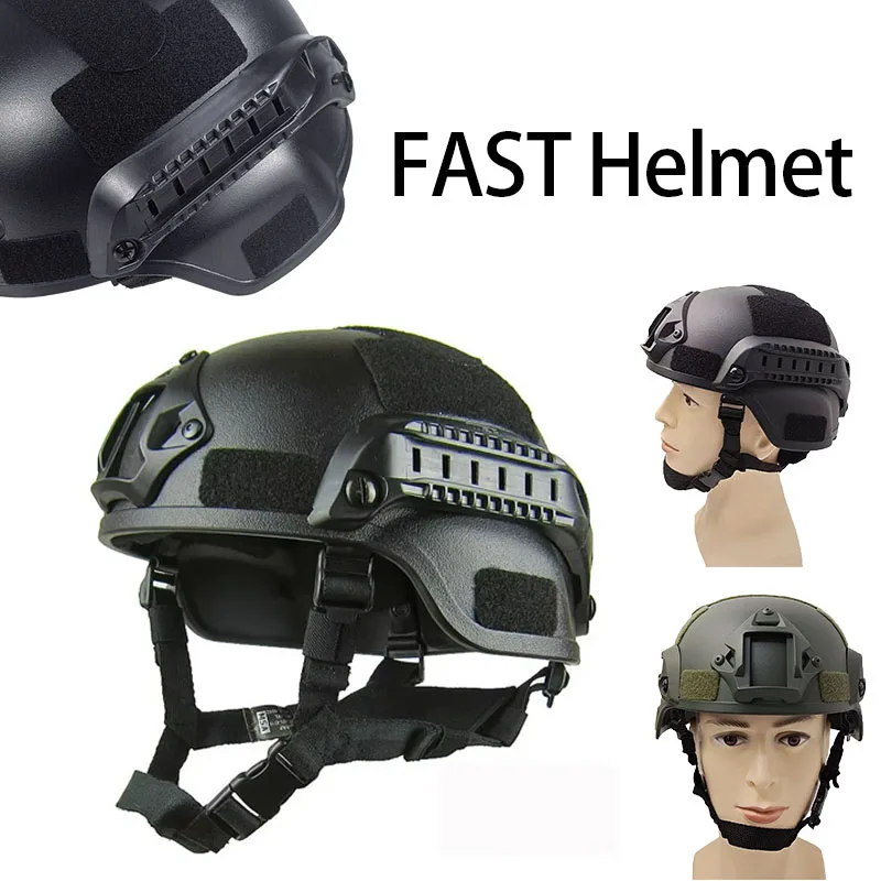 Casco Tattico Atairsoft Mich 2000 Airsoft Paintball - Nero, Con NVG Mount E Guida Laterale - Taglia Unica Regolabile 56-61 Cm